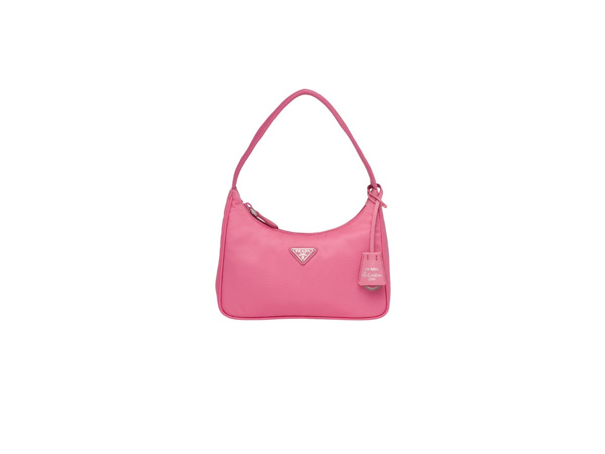 Prada Prada Re-Edition 2000 Nylon Mini Bag With Enameled Metal Triangle Logo Begonia Pink