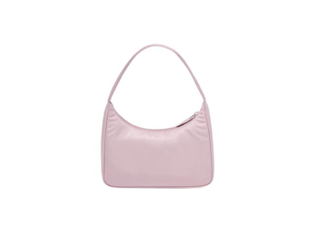 Prada Prada Re-Edition 2000 Re-Nylon Mini-Bag With Enameled Metal Triangle Logo And Woven Tape Handle Alabaster Pink - view 2