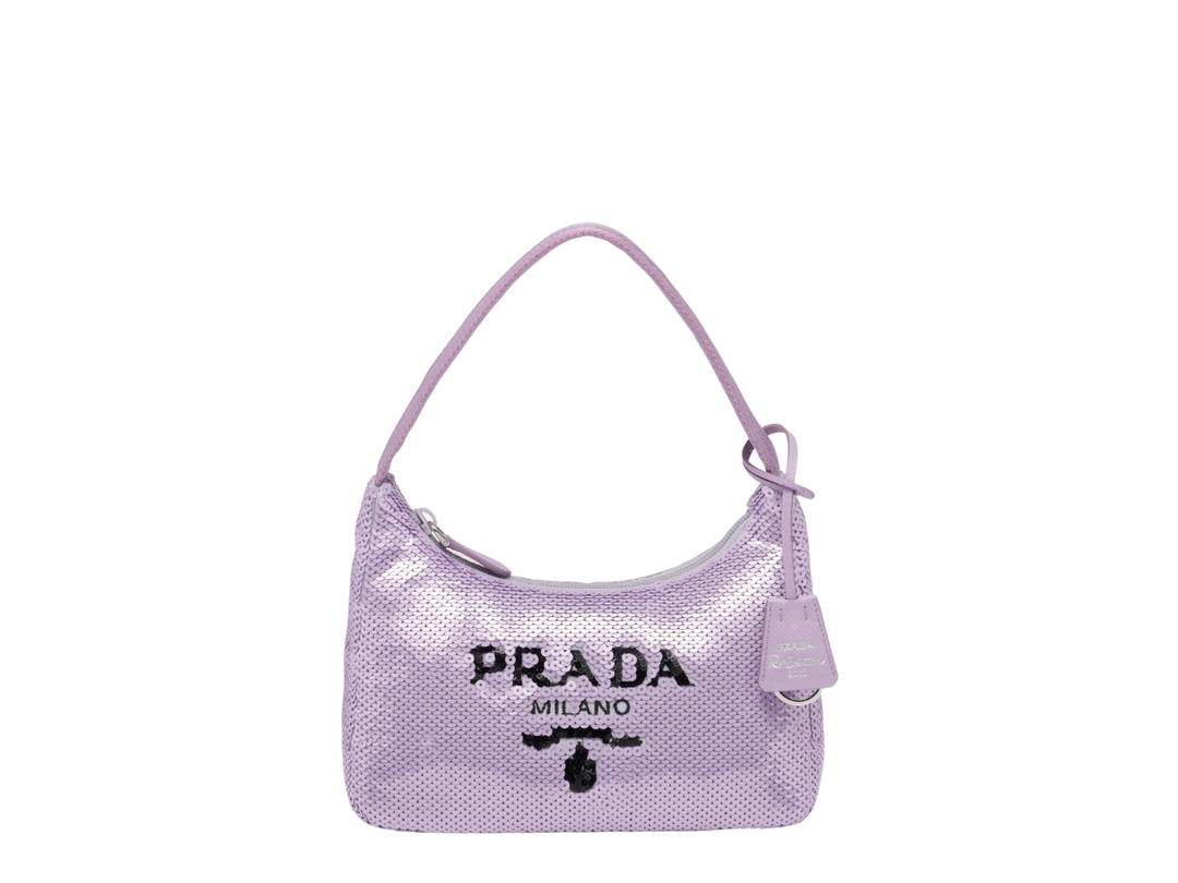 Prada Prada Re-Edition 2000 sequined Re-Nylon mini-bag Lilium Black