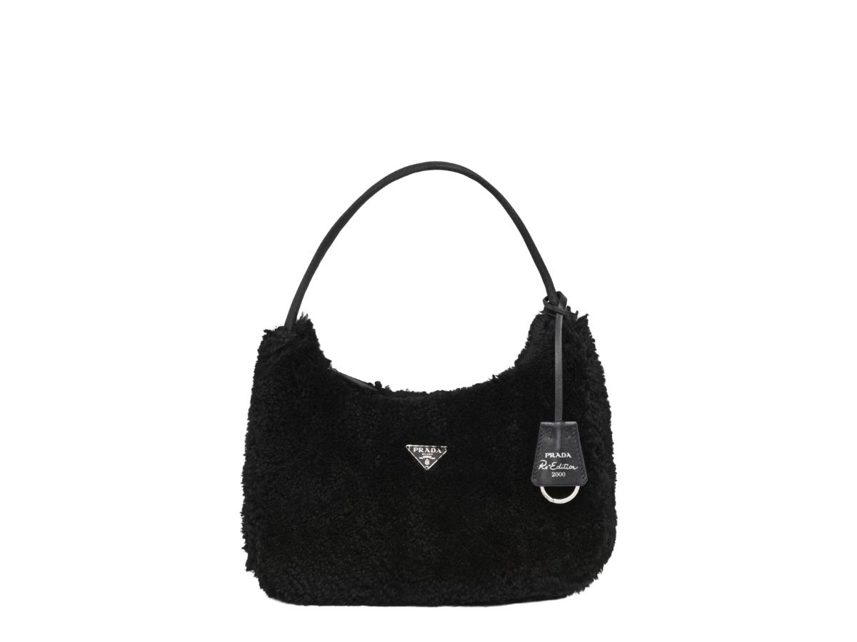 Prada Prada Re-Edition 2000 shearling mini bag Black
