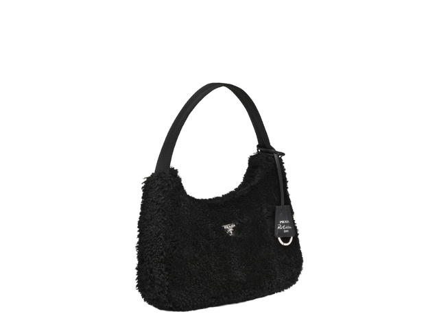 Prada Prada Re-Edition 2000 shearling mini bag Black - view 3
