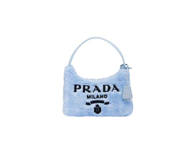 Prada Prada Re-Edition 2000 Terry Mini-Bag With Lettering Logo Celeste-Black - view 1