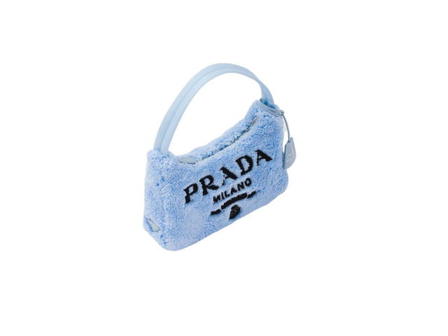 Prada Prada Re-Edition 2000 Terry Mini-Bag With Lettering Logo Celeste-Black - view 2