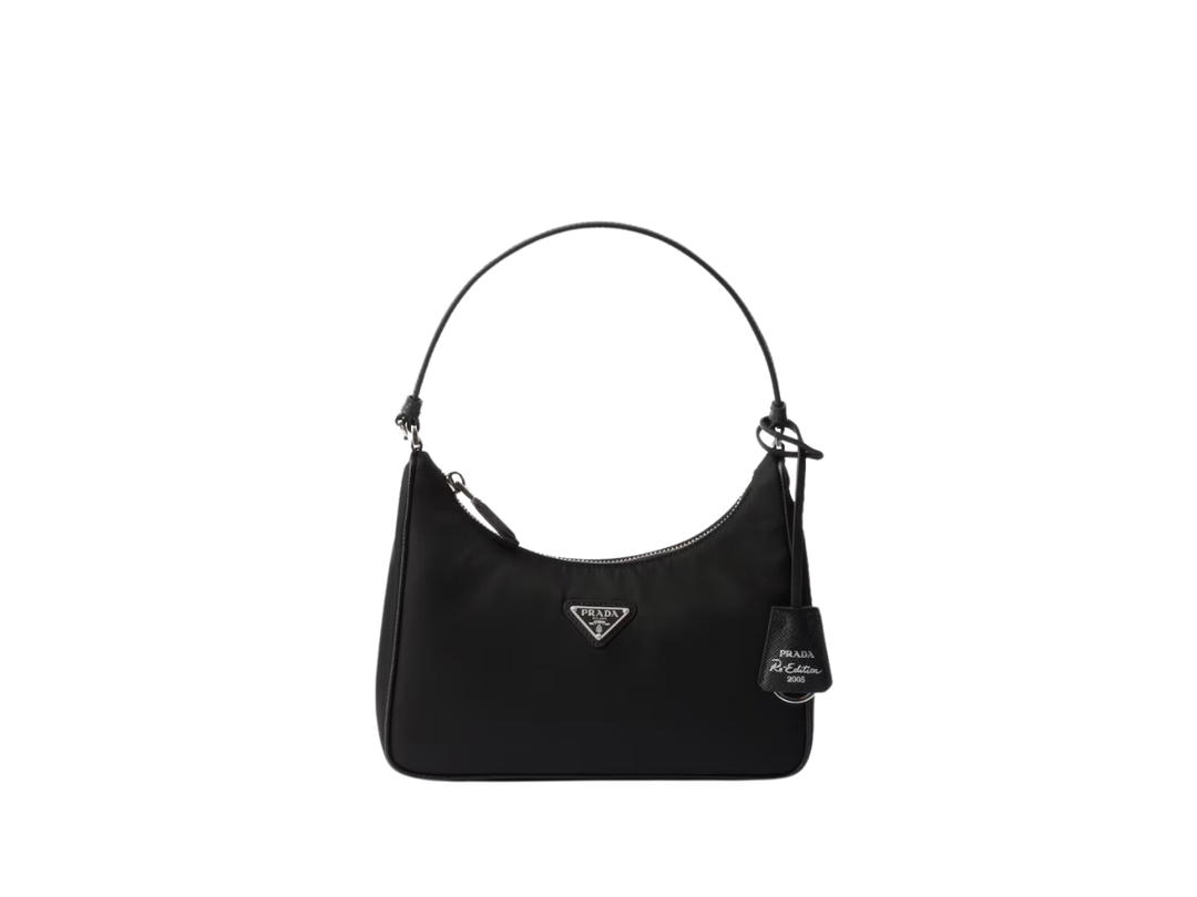 Prada Prada Re-Edition 2005 Mini Bag In Re-Nylon and Saffiano With Enameled Metal Triangle Logo Black