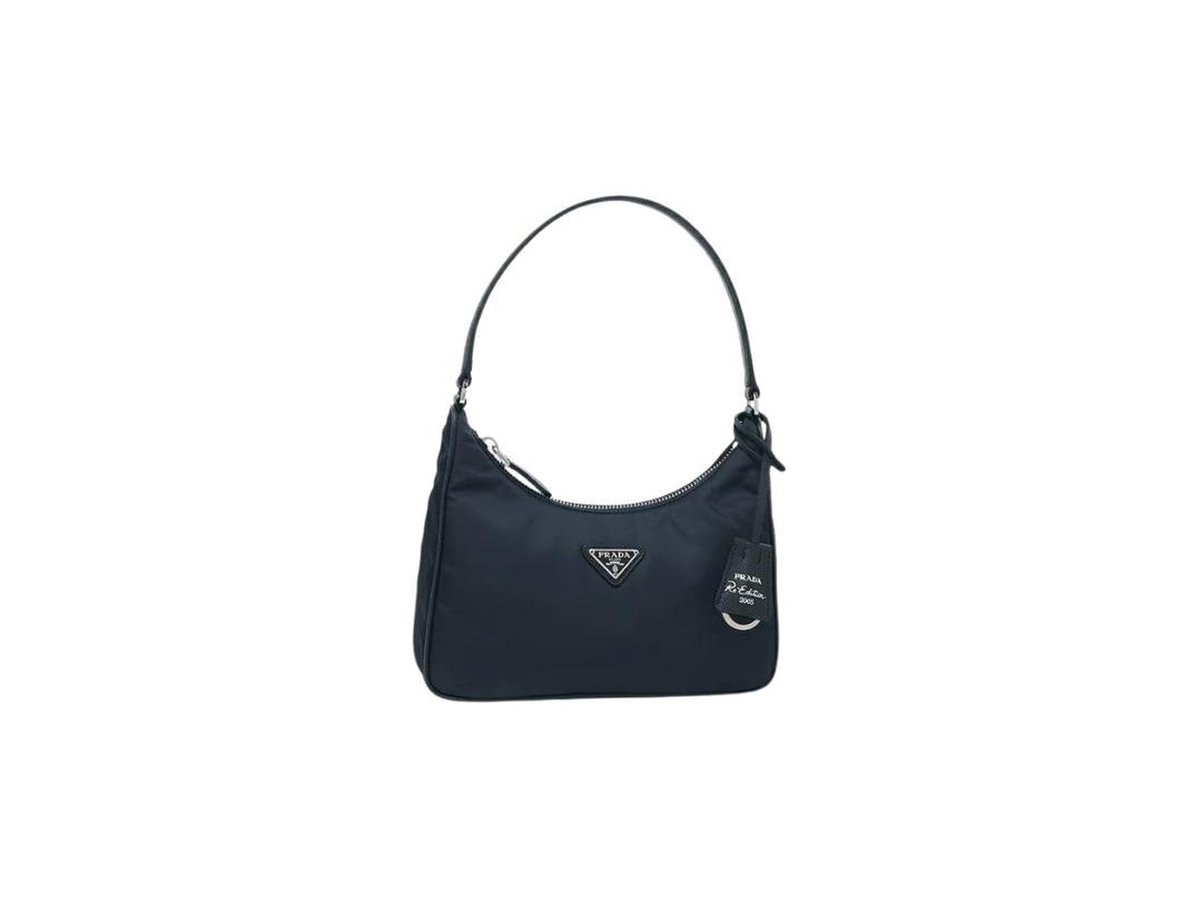 Prada Prada Re-Edition 2005 Re-Nylon And Saffiano Mini Bag With Enameled Metal Triangle Logo Navy