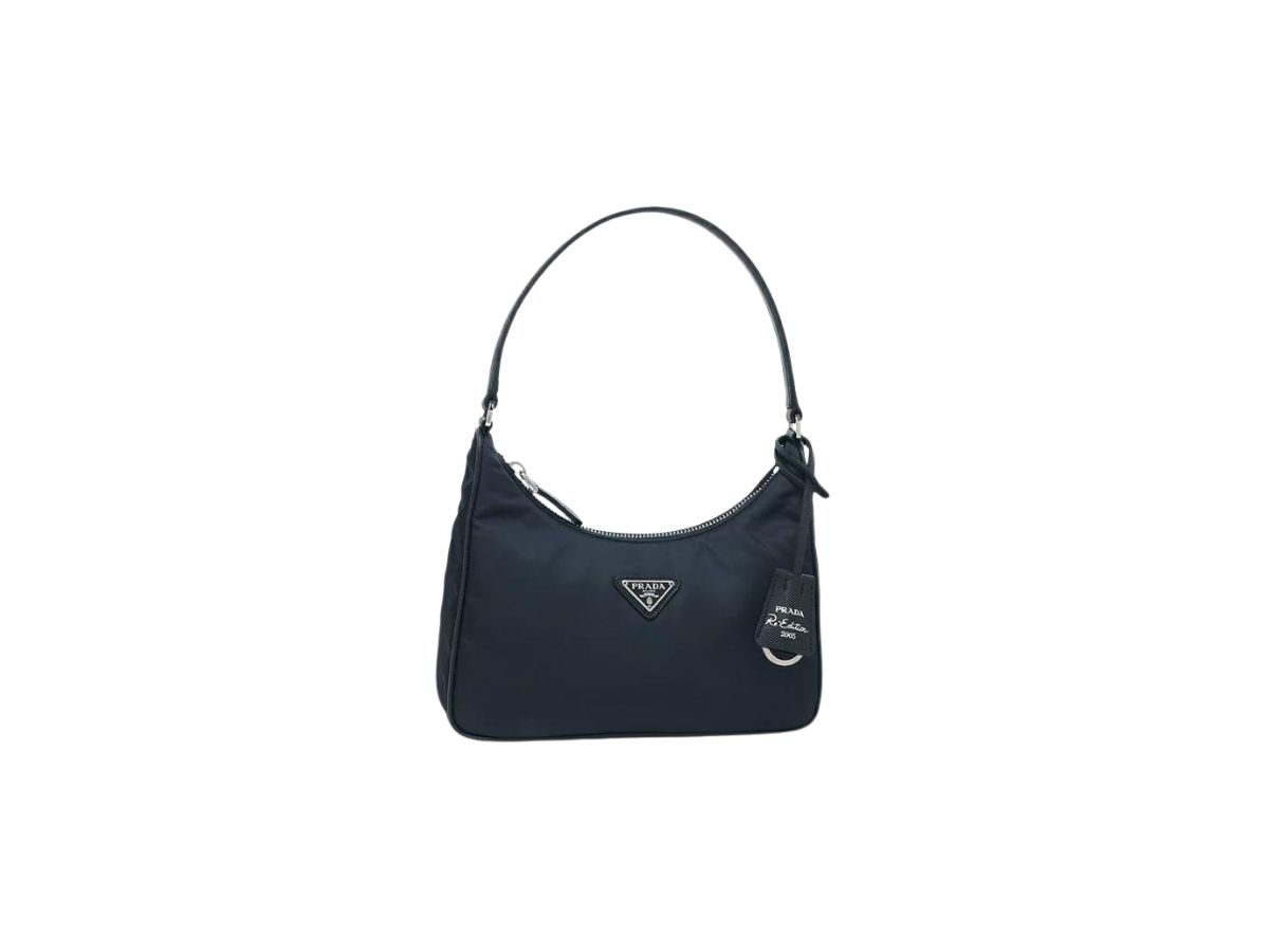 Prada Prada Re-Edition 2005 Re-Nylon And Saffiano Mini Bag With Enameled Metal Triangle Logo Navy