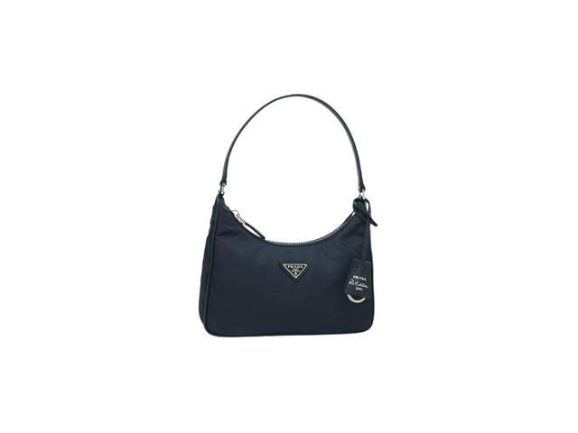 Prada Prada Re-Edition 2005 Re-Nylon And Saffiano Mini Bag With Enameled Metal Triangle Logo Navy - view 1