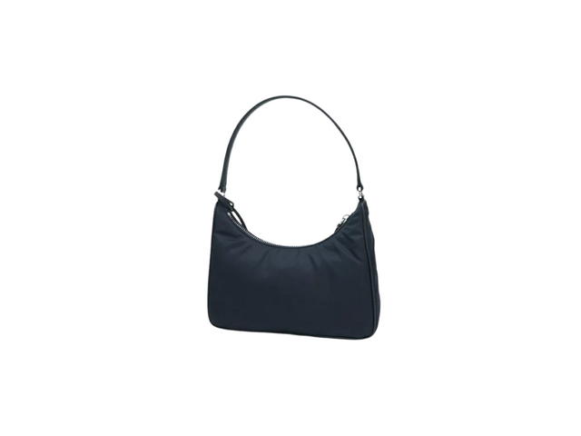 Prada Prada Re-Edition 2005 Re-Nylon And Saffiano Mini Bag With Enameled Metal Triangle Logo Navy - view 3