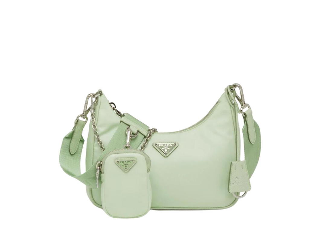 Prada Prada Re-Edition 2005 Re-Nylon Bag In Fabric And Leather With Metal Hardware Aqua