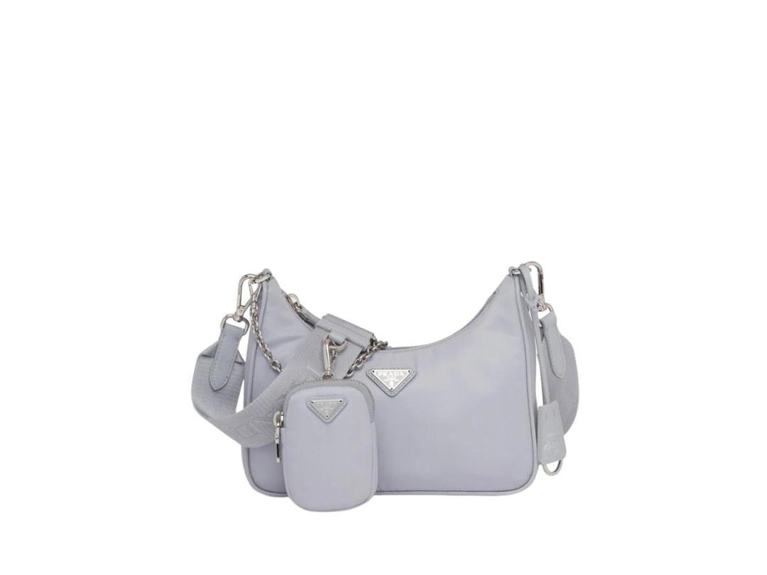 Prada Prada Re-Edition 2005 Re-Nylon Bag In Fabric And Leather With Metal Hardware Cornflower