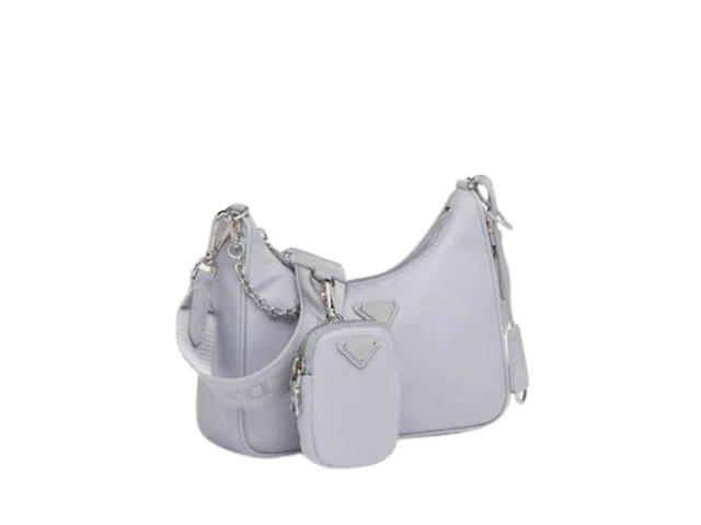 Prada Prada Re-Edition 2005 Re-Nylon Bag In Fabric And Leather With Metal Hardware Cornflower - view 3