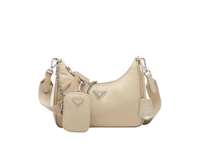 Prada Prada Re-Edition 2005 Re-Nylon Bag In Fabric And Leather With Metal Hardware Desert Beige - view 1