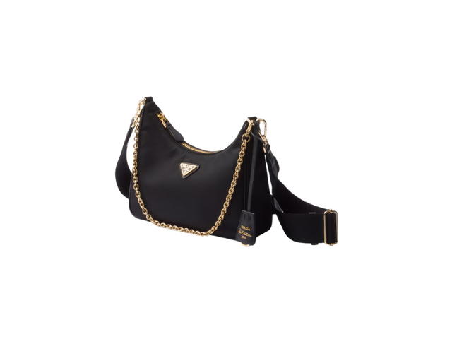 Prada Prada Re-Edition 2005 Re-Nylon Bag With Enameled Metal Triangle Logo And Gold Metal Hardware Black - view 2