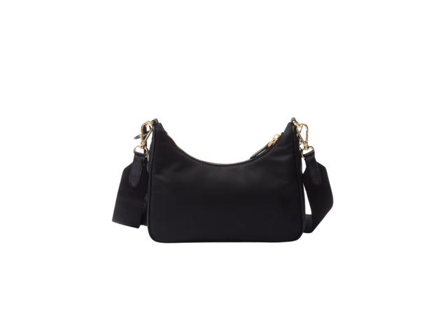 Prada Prada Re-Edition 2005 Re-Nylon Bag With Enameled Metal Triangle Logo And Gold Metal Hardware Black - view 3