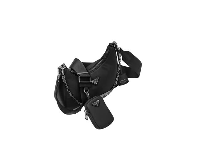 Prada Prada Re-Edition 2005 Re-Nylon Bag With Enameled Metal Triangle Logo Black - view 2