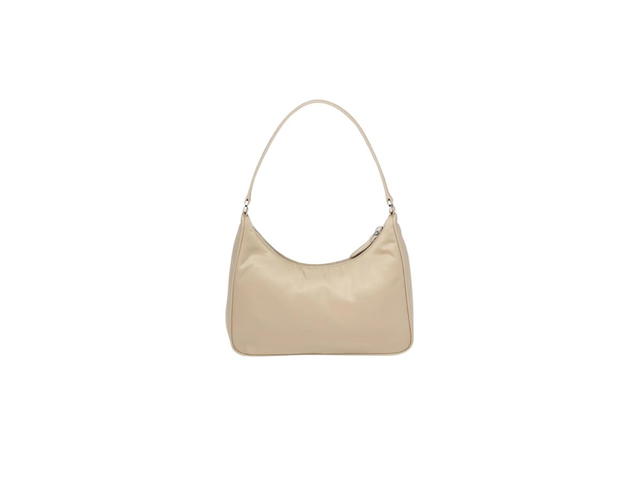 Prada Prada Re-Edition 2005 Re-Nylon Mini Bag With Leather Handle And Enameled Metal Triangle Logo Desert Beige - view 2
