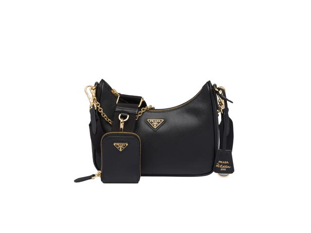 Prada Prada Re-Edition 2005 Saffiano Leather Bag With Enameled Metal Triangle Logo And Metal Hardware Black - view 1