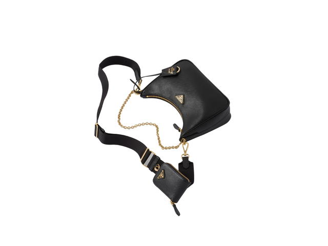 Prada Prada Re-Edition 2005 Saffiano Leather Bag With Enameled Metal Triangle Logo And Metal Hardware Black - view 3