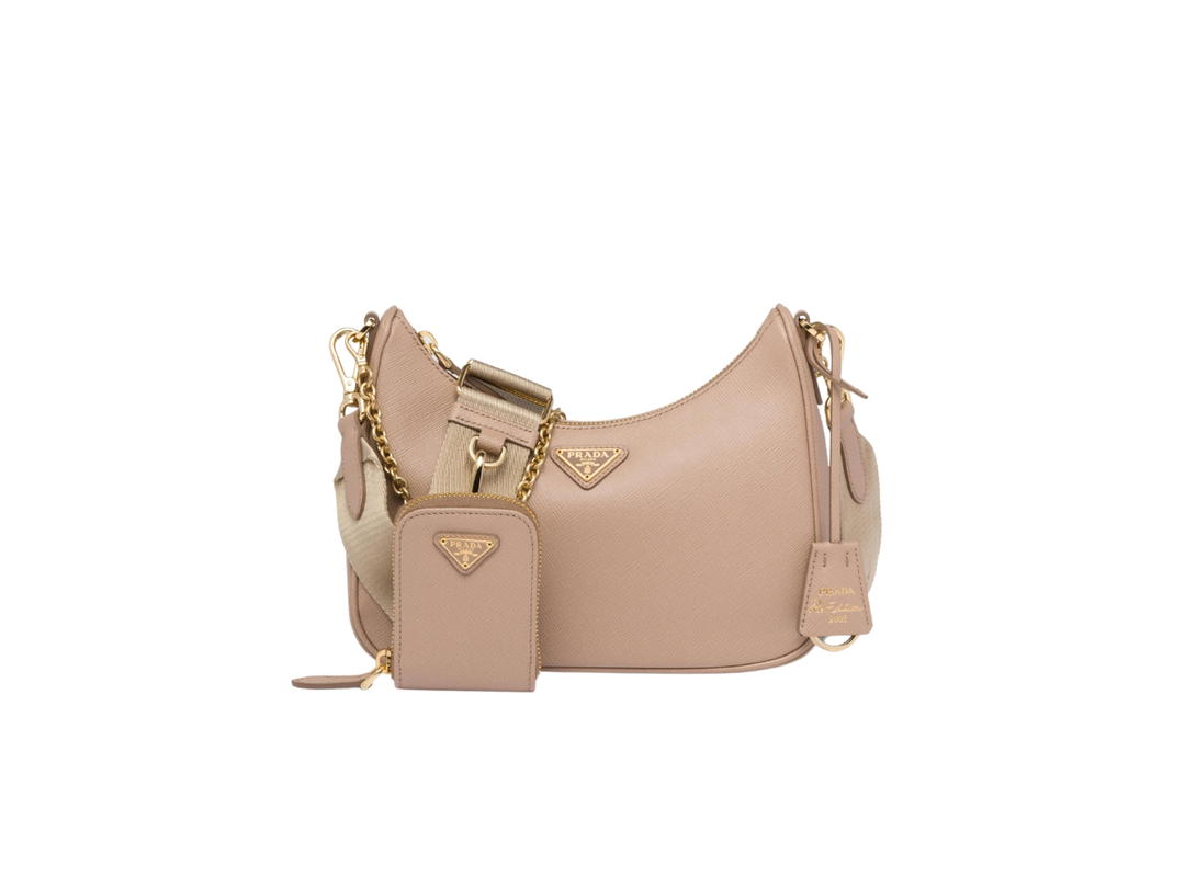 Prada Prada Re-Edition 2005 Saffiano Leather Bag Cameo Beige