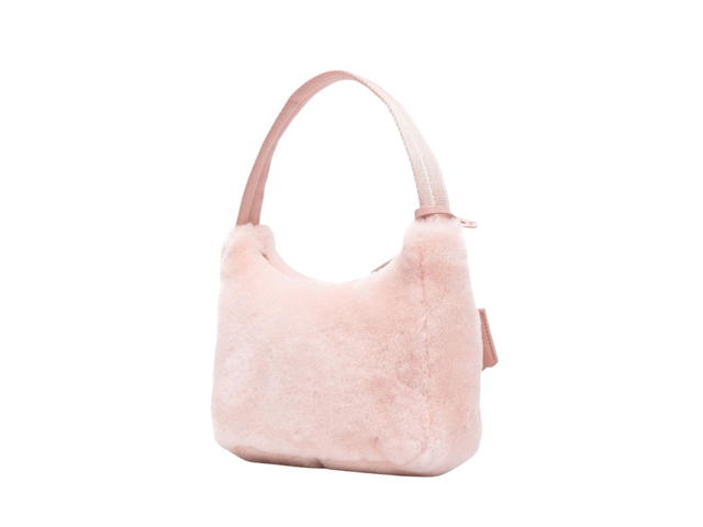 Prada Prada Re-Edition Mini Shoulder Bag In Shearling Leather With Enamelled Metal Triangle Logo Orchid Pink - view 2