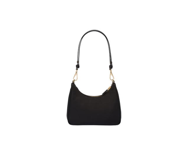 Prada Prada Re-Nylon And Brushed Leather Mini-Bag With Enameled Metal Triangle Logo And Metal Hardware Black - view 3