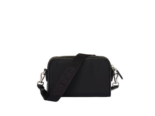 Prada Prada Re-Nylon And Brushed Leather Shoulder Bag With Enameled Metal Triangle Logo And One External Zipper Pocket - view 3