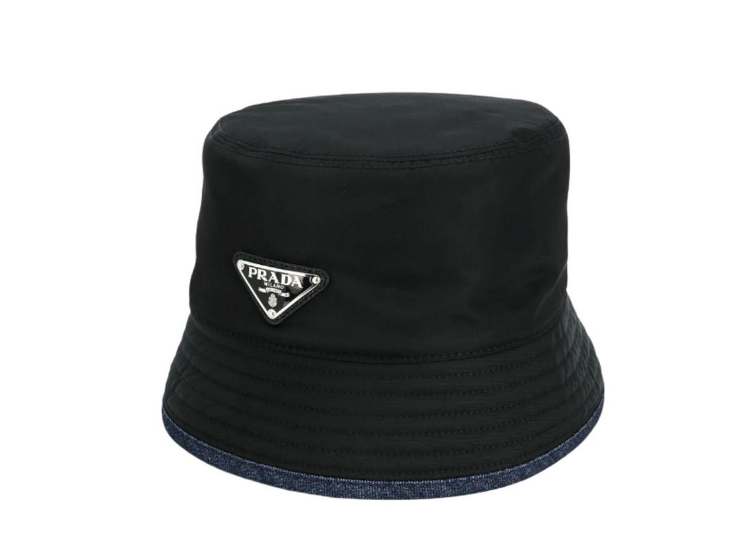 Prada Prada Re-Nylon And Denim Bucket Hat Black