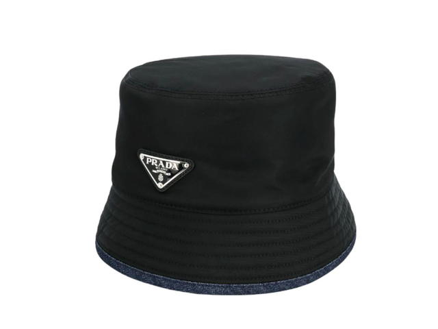 Prada Prada Re-Nylon And Denim Bucket Hat Black - view 1