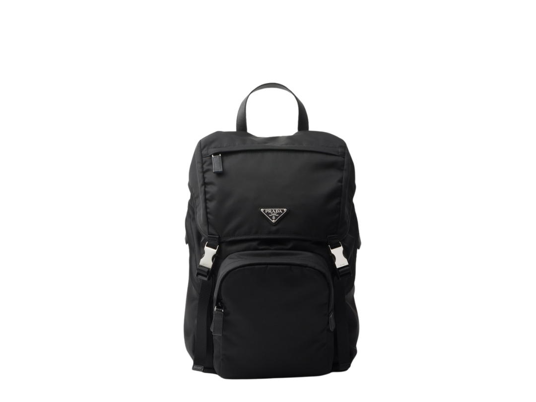 Prada Prada Re-Nylon and Saffiano Leather Backpack Black
