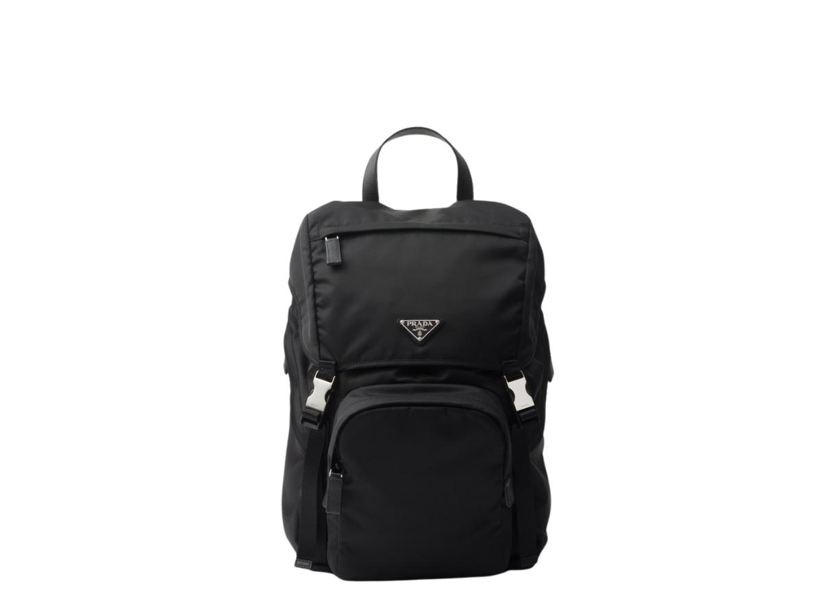 Prada Prada Re-Nylon and Saffiano Leather Backpack Black