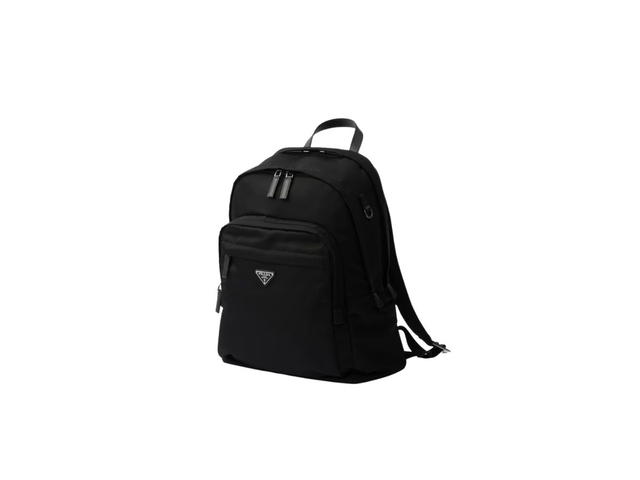 Prada Prada Re-Nylon And Saffiano Leather Backpack With Enameled Metal Triangle Logo Black - view 2