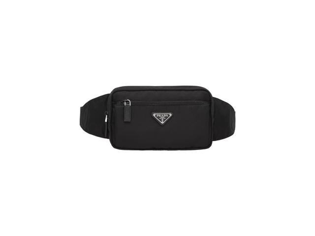 Prada Prada Re-Nylon And Saffiano Leather Belt Bag With Enameled Metal Triangle Logo Black - view 1