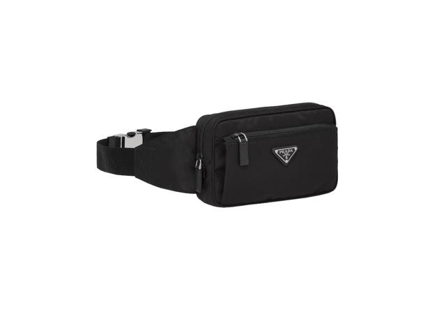 Prada Prada Re-Nylon And Saffiano Leather Belt Bag With Enameled Metal Triangle Logo Black - view 3