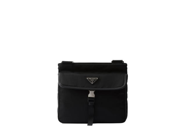 Prada Prada Re-nylon And Saffiano Leather Shoulder Bag With Enameled Metal Triangle Logo Black - view 1