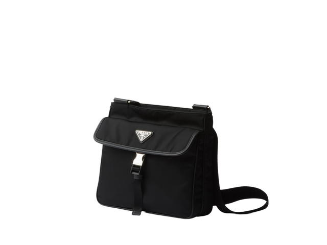 Prada Prada Re-nylon And Saffiano Leather Shoulder Bag With Enameled Metal Triangle Logo Black - view 2