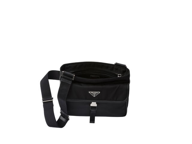 Prada Prada Re-nylon And Saffiano Leather Shoulder Bag With Enameled Metal Triangle Logo Black - view 4