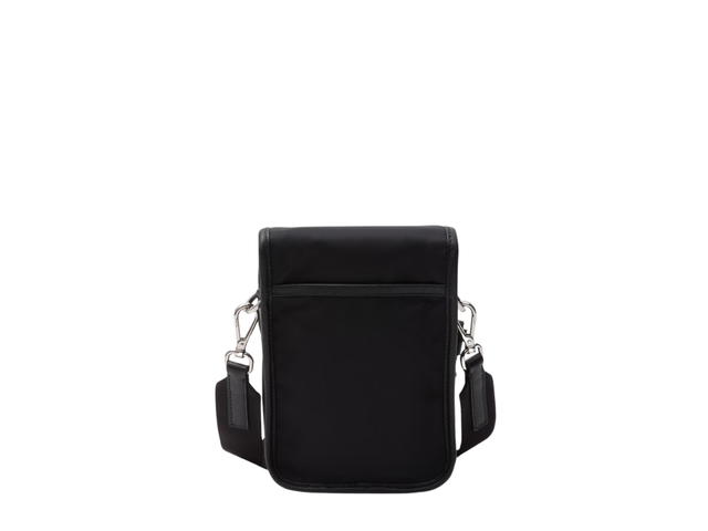 Prada Prada Re-Nylon And Saffiano Leather Shoulder Bag With Enameled Metal Triangle Logo On Flap Black - view 3