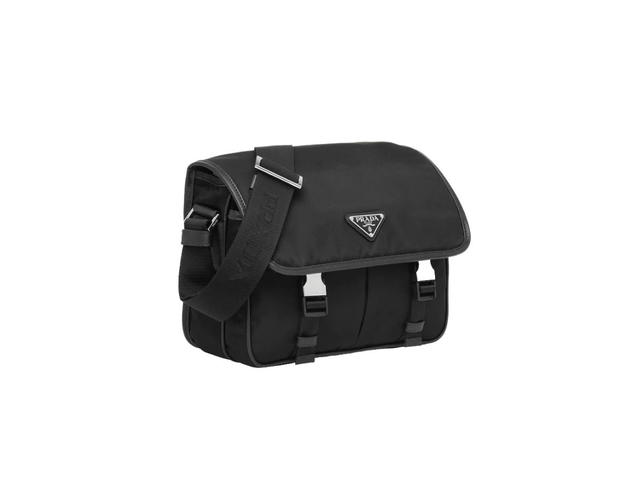 Prada Prada Re-Nylon And Saffiano Leather Shoulder Bag With Enameled Metal Triangle Logo On The Flap Black - view 3