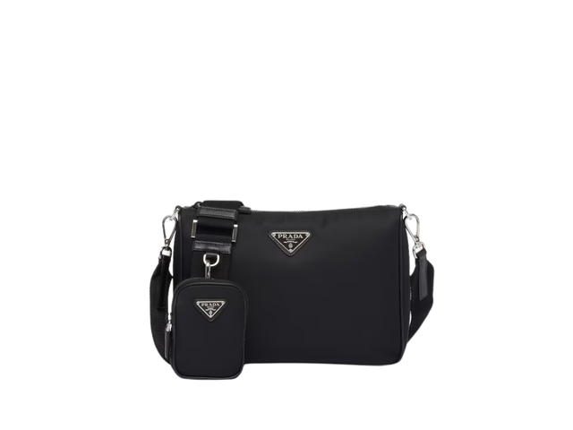 Prada Prada Re-Nylon And Saffiano Leather Shoulder With Enameled Metal Triangle Logo Black - view 1