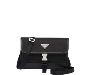 Prada Re-Nylon And Saffiano Leather Smartphone Case With Enameled Metal Triangle Logo Black