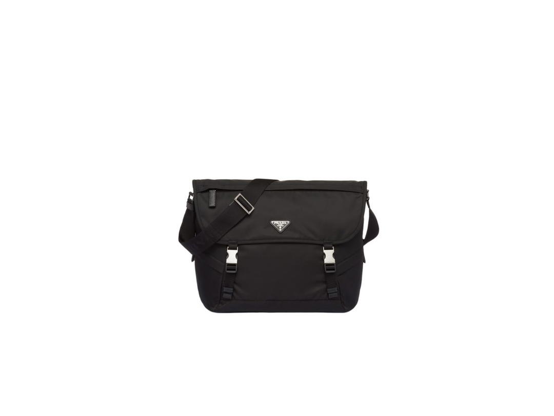 Prada Prada Re-Nylon And Saffiano Shoulder Bag With Flap And Push-Lock Clasp Black