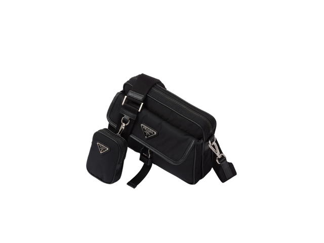 Prada Prada Re-Nylon And Saffiano Single Buckle Leather Shoulder Bag Black - view 3