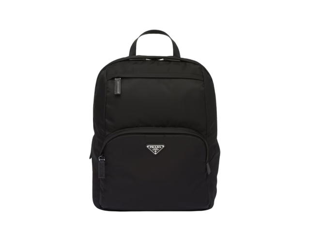 Prada Prada Re-Nylon Backpack In Saffiano Leather With Enameled Metal Haredware Black - view 1