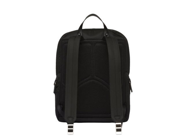 Prada Prada Re-Nylon Backpack In Saffiano Leather With Enameled Metal Haredware Black - view 2