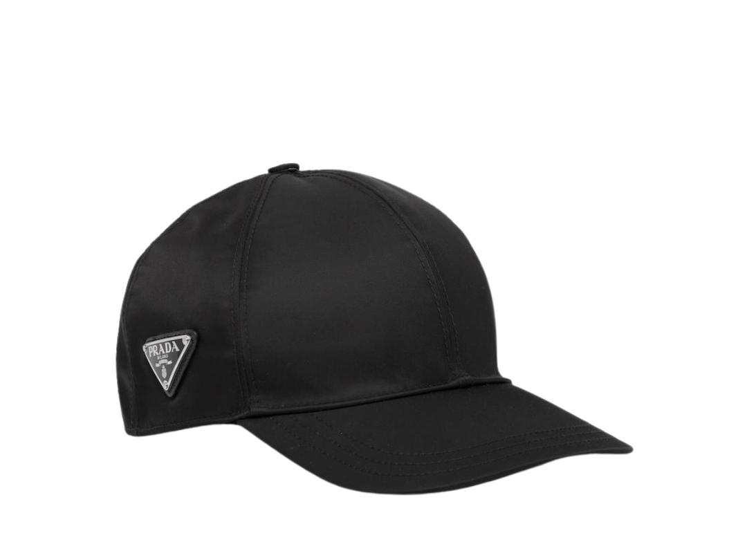 Prada Prada Re-Nylon Baseball Cap With Enameled Metal Triangle Logo Black