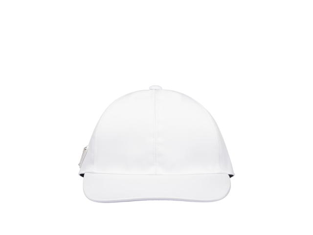 Prada Prada Re-Nylon Baseball Cap In Enameled Metal Triangle Logo White - view 1