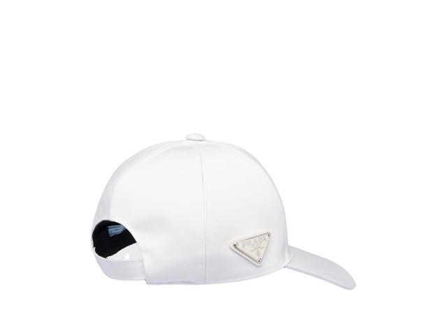Prada Prada Re-Nylon Baseball Cap In Enameled Metal Triangle Logo White - view 2