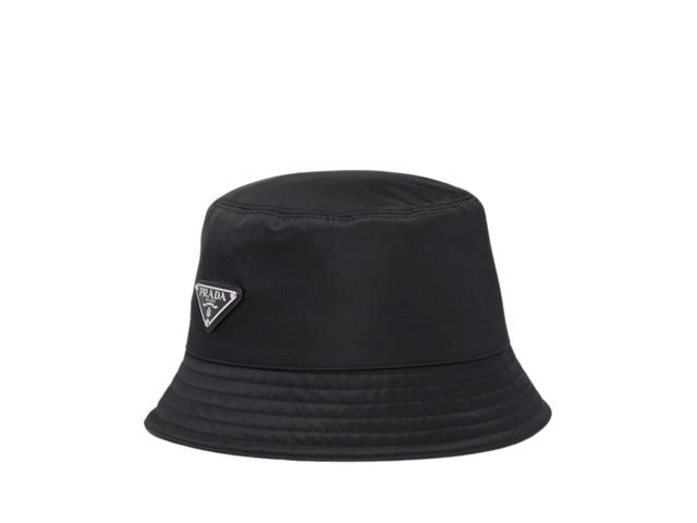 Prada Prada Re-Nylon Bucket Hat In Cotton Lining With Enameled Metal Triangle Logo Black - view 1