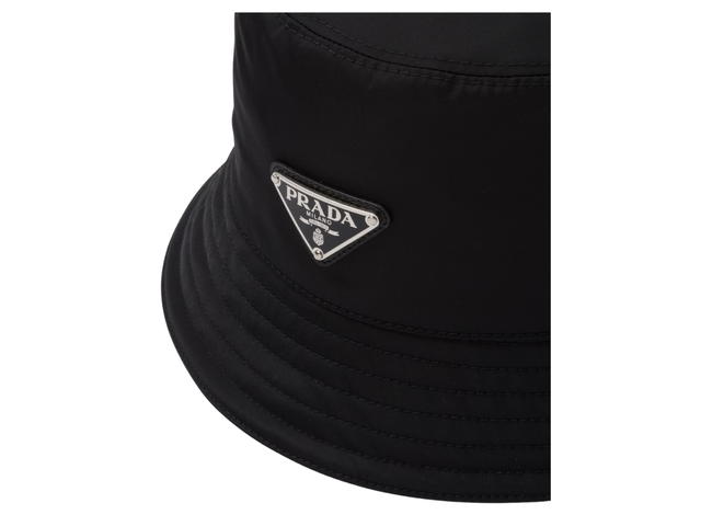 Prada Prada Re-Nylon Bucket Hat In Cotton Lining With Enameled Metal Triangle Logo Black - view 3