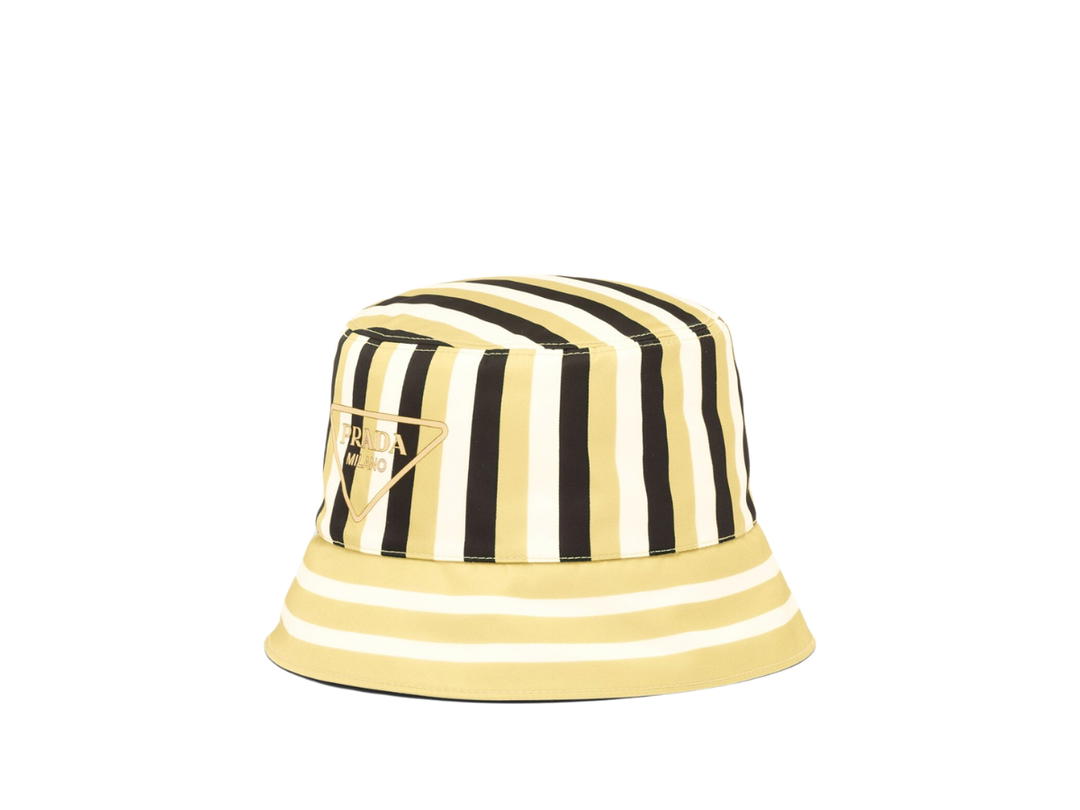 Prada Prada Re-Nylon Bucket Hat In Fabric With Bayadere Printed Logo Yellow-Black